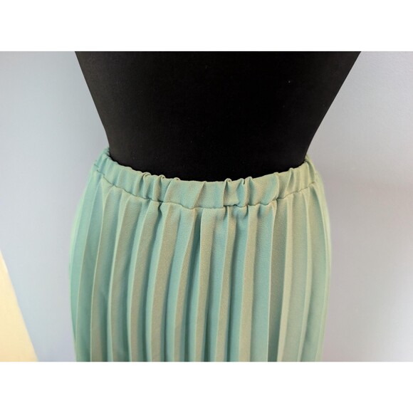 70s or 80s Green Pleated Maxi Skirt, Long Skirt Size M - Picture 4 of 8